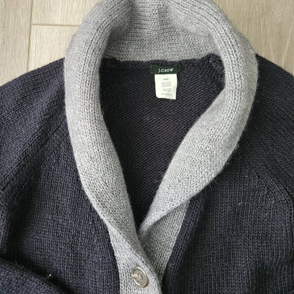 J.Crew women's blue and gray wool shawl collar grandpa style cardigan size XXS - Picture 4 of 7